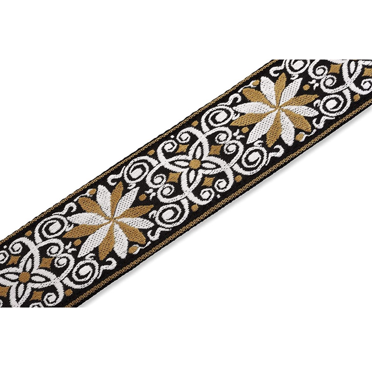 Levy's - 2" 60's Hootenanny Jacquard Weave Guitar Strap - Gold Pattern - M8HT-13 Motif