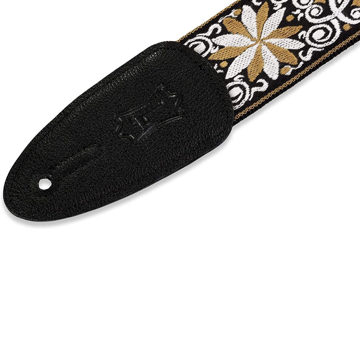 Levy's - 2" 60's Hootenanny Jacquard Weave Guitar Strap - Gold Pattern - M8HT-13 Tip