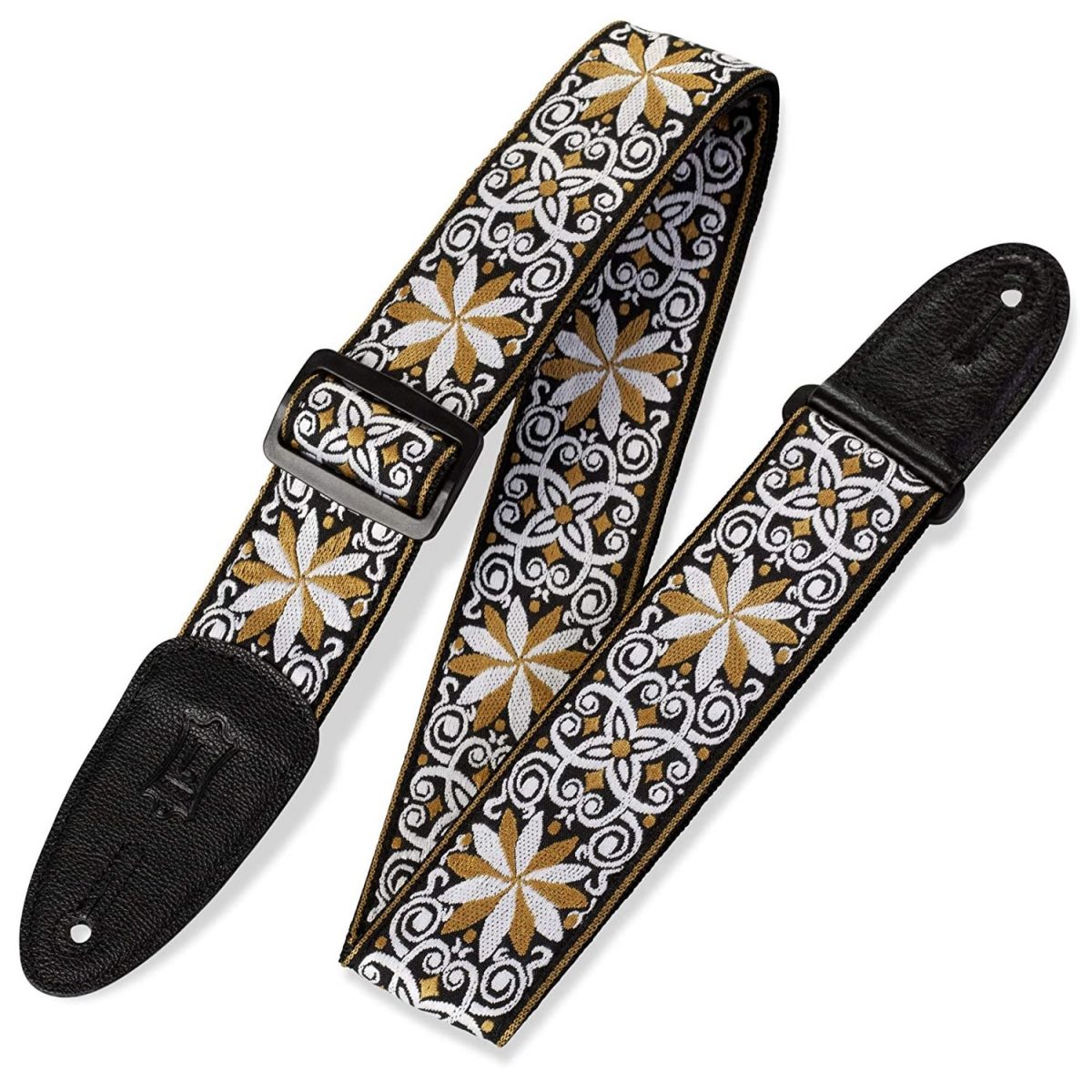 Levy's - 2" 60's Hootenanny Jacquard Weave Guitar Strap - Gold Pattern - M8HT-13