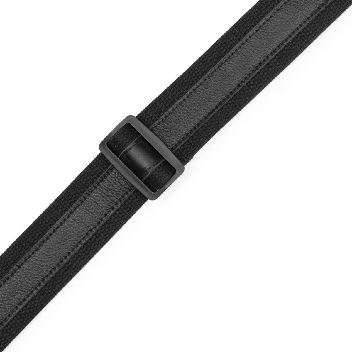 Levy's - Cotton Combo Guitar Strap – Black Cotton with Black Leather Strip – MC2CG-BLK-BLK Texture