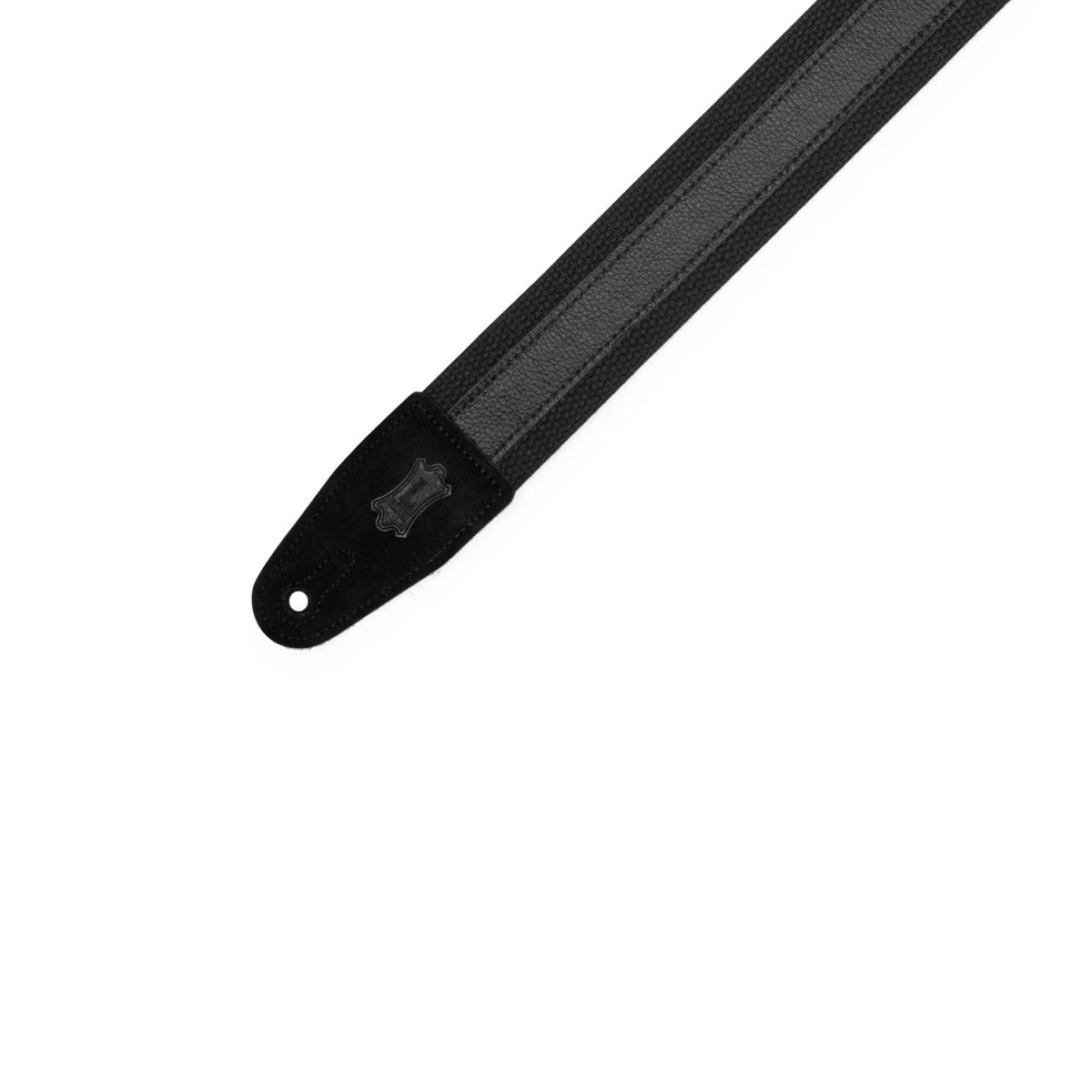 Levy's - Cotton Combo Guitar Strap – Black Cotton with Black Leather Strip – MC2CG-BLK-BLK Tip