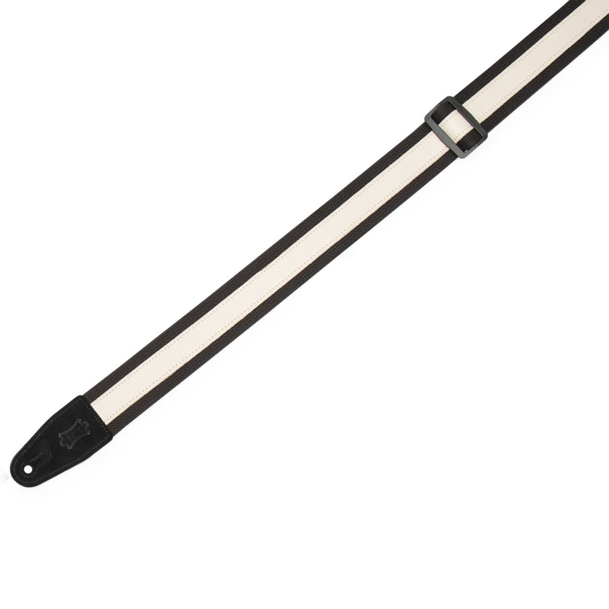 Levy's - Cotton Combo Guitar Strap-Black Cotton with Creme Leather Strip Straight