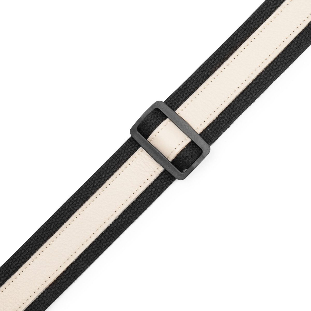 Levy's - Cotton Combo Guitar Strap-Black Cotton with Creme Leather Strip Strap