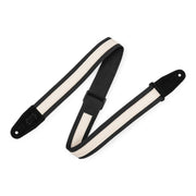 Levy's - Cotton Combo Guitar Strap-Black Cotton with Creme Leather Strip