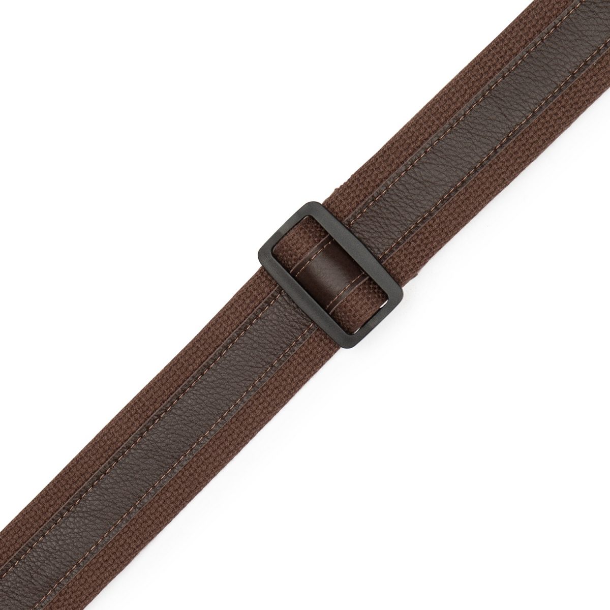 Levy's - Cotton Combo Guitar Strap – Brown Cotton with Dark Brown Leather Strip – MC2CG-BRN-DBR Texture