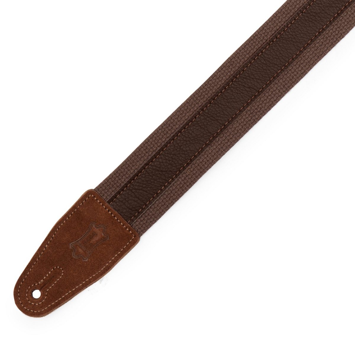 Levy's - Cotton Combo Guitar Strap – Brown Cotton with Dark Brown Leather Strip – MC2CG-BRN-DBR Tip