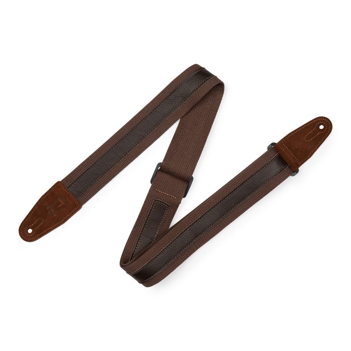 Levy's - Cotton Combo Guitar Strap – Brown Cotton with Dark Brown Leather Strip – MC2CG-BRN-DBR