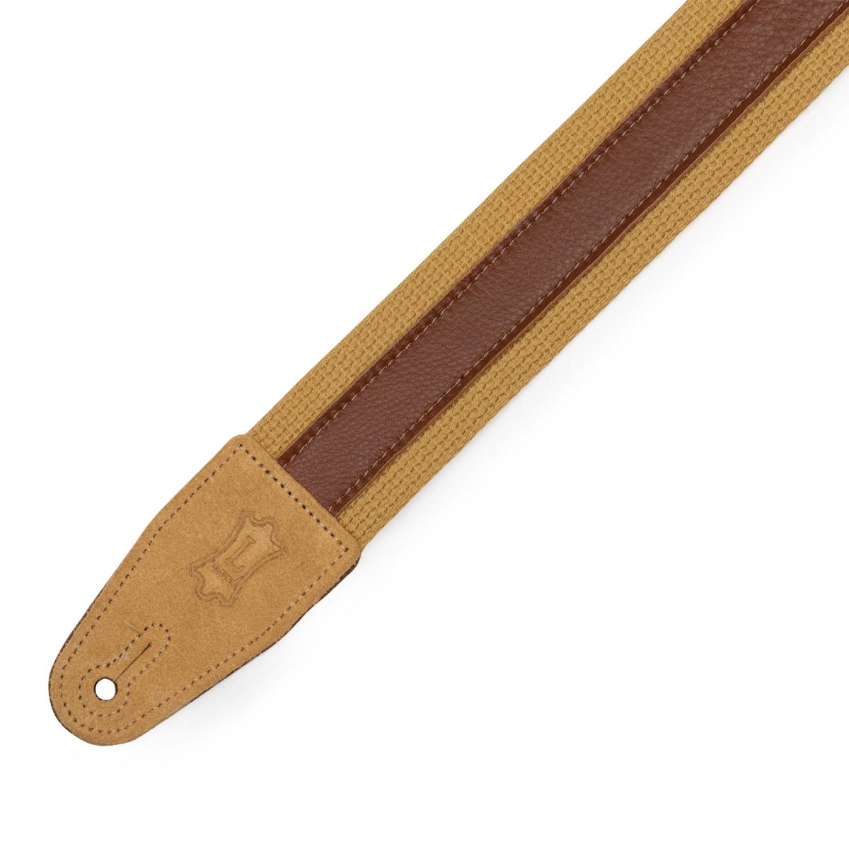 Levy's - Cotton Combo Guitar Strap – Tan Cotton with Tan Leather Strip – MC2CG-TAN-TAN Tip