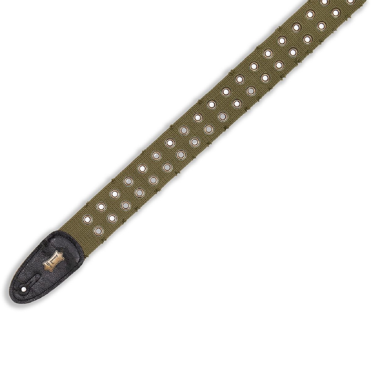 Levy's - 2″ Wide Black Cotton Guitar Strap - Green Tip