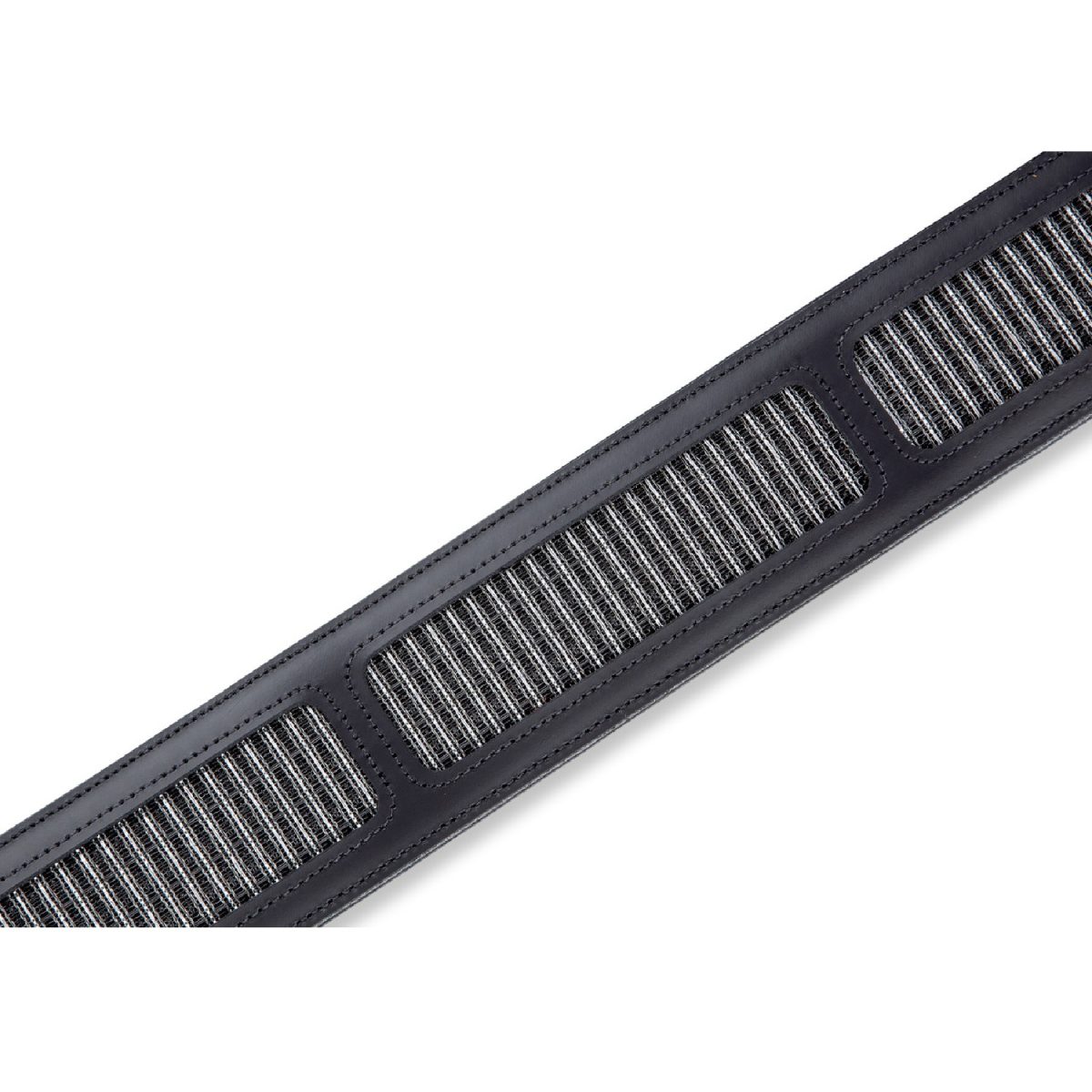 Levy's - Amped Grill Cloth 2-1/2" Leather Guitar Strap - Black/Black Texture