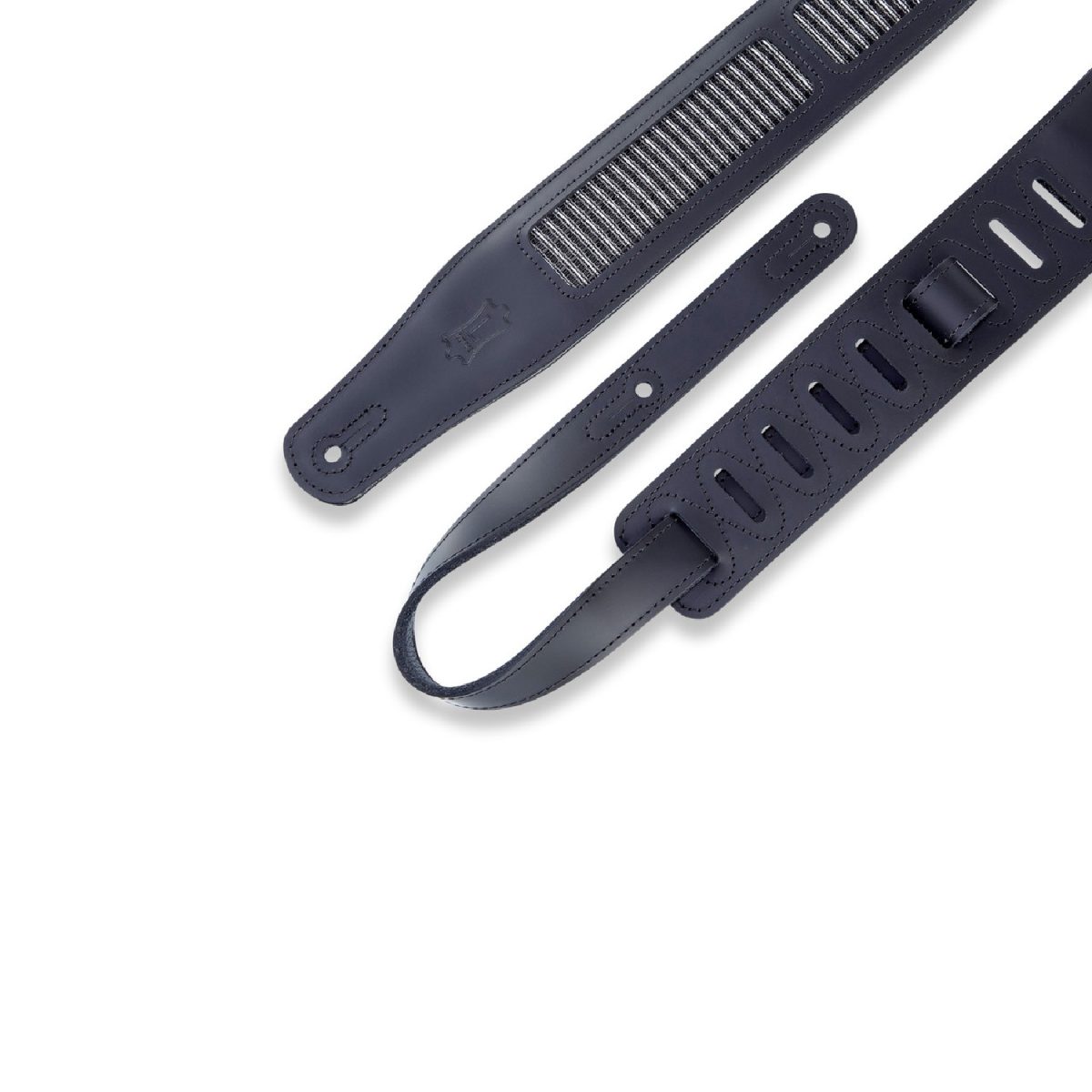 Levy's - Amped Grill Cloth 2-1/2" Leather Guitar Strap - Black/Black Tips
