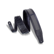 Levy's - Amped Grill Cloth 2-1/2" Leather Guitar Strap - Black/Black