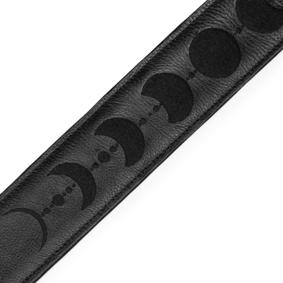Levy's - Moon Phases Series 2.5″ Black Leather Guitar Strap – MG317MP-BLK_BLK Embroidery
