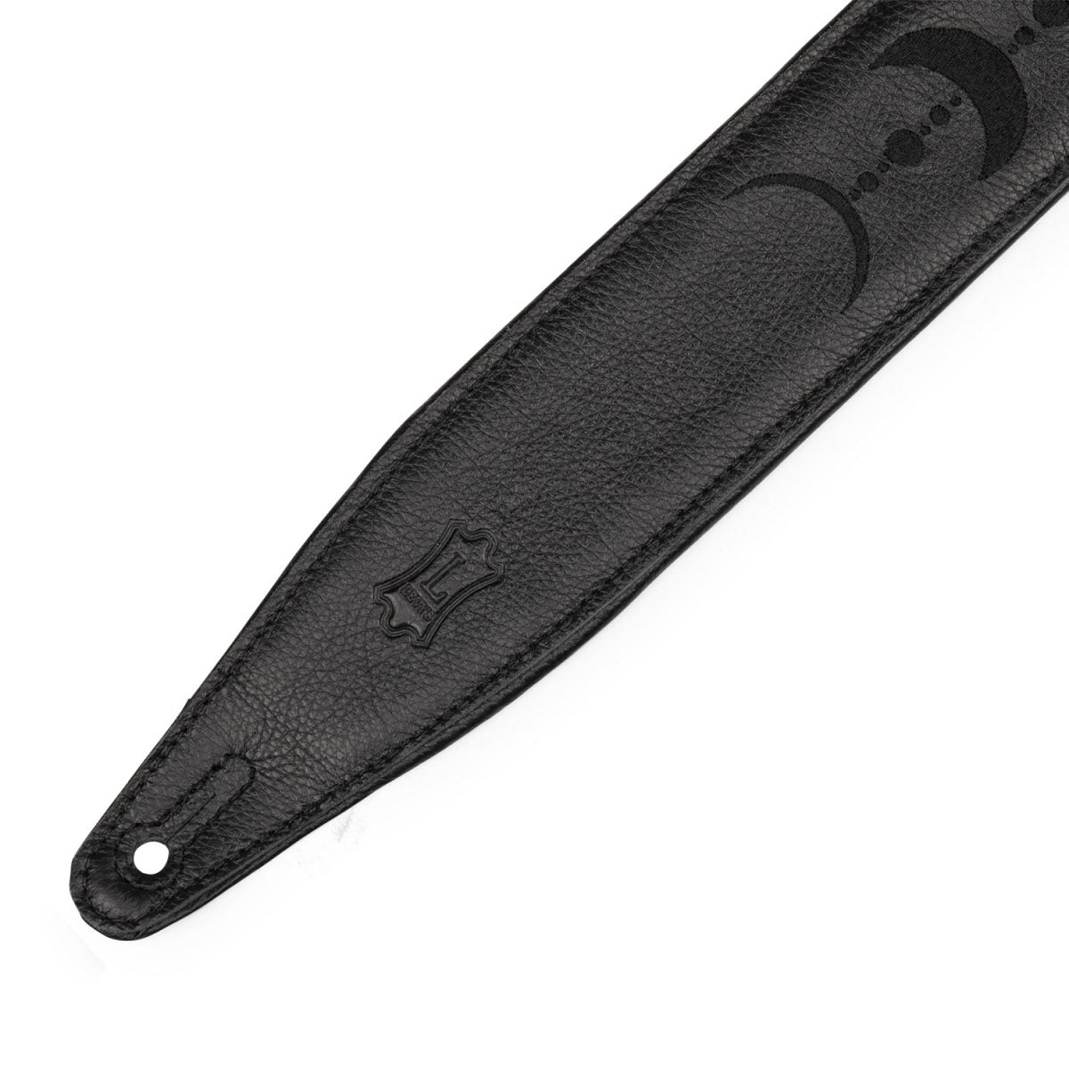Levy's - Moon Phases Series 2.5″ Black Leather Guitar Strap – MG317MP-BLK_BLK Tip