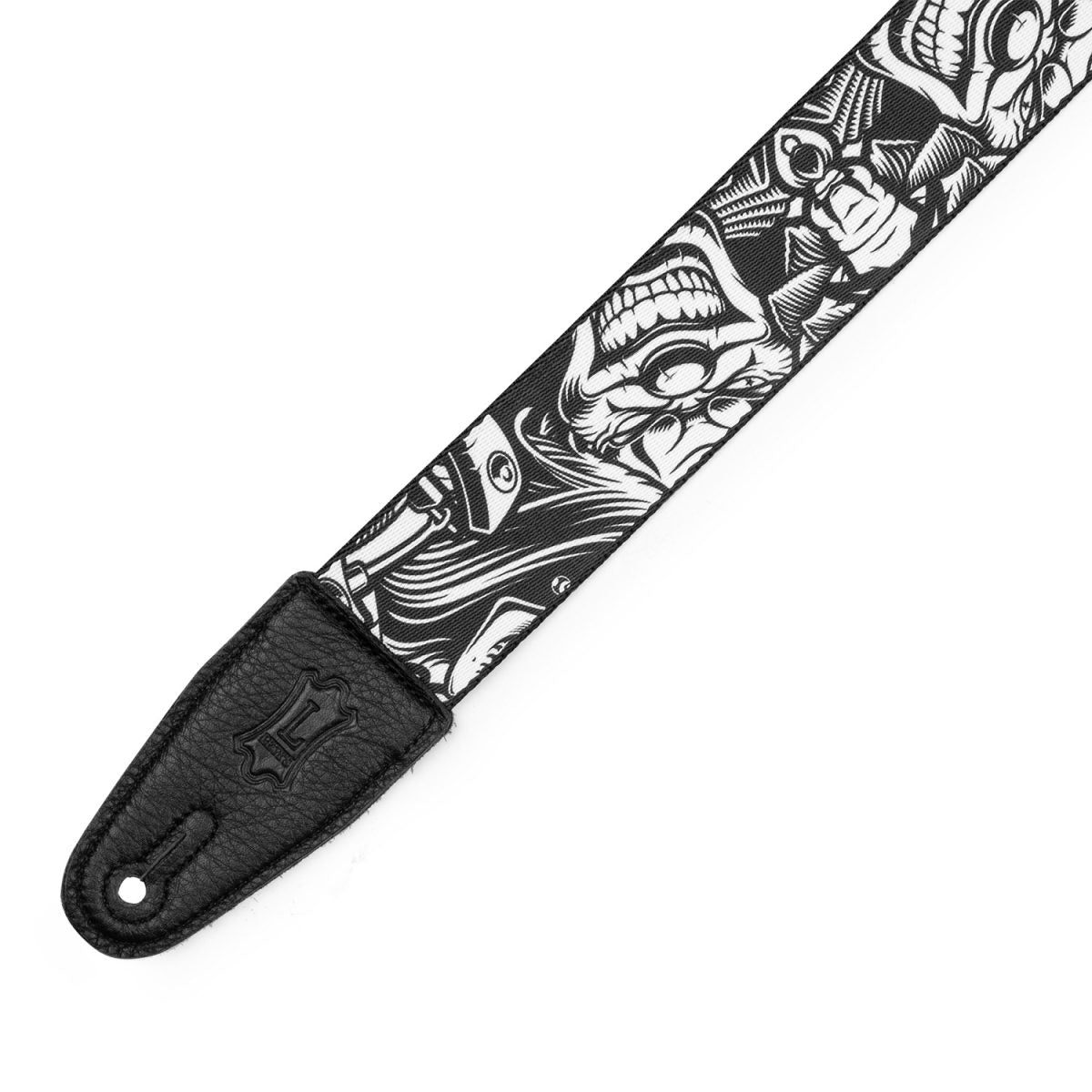 Levy's - 2″ Tattoo Series Poly Guitar Strap - B&W Clowns Tip