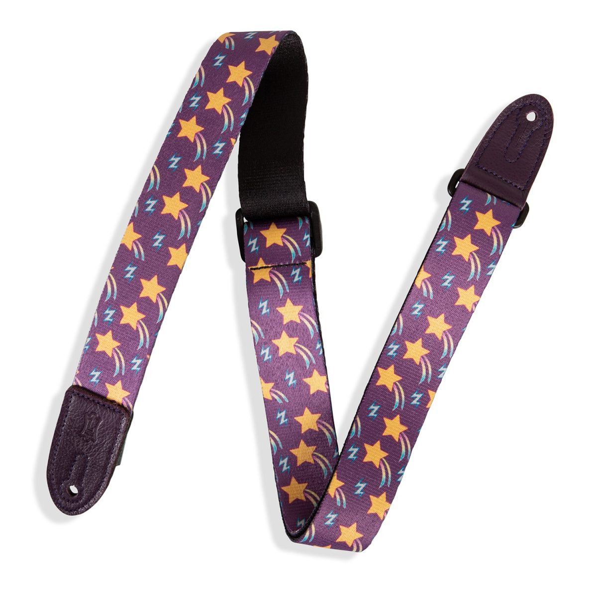 Levy's - 1.5" Nylon Guitar Strap with Garment Leather Ends - Shooting Stars - MPJR-001