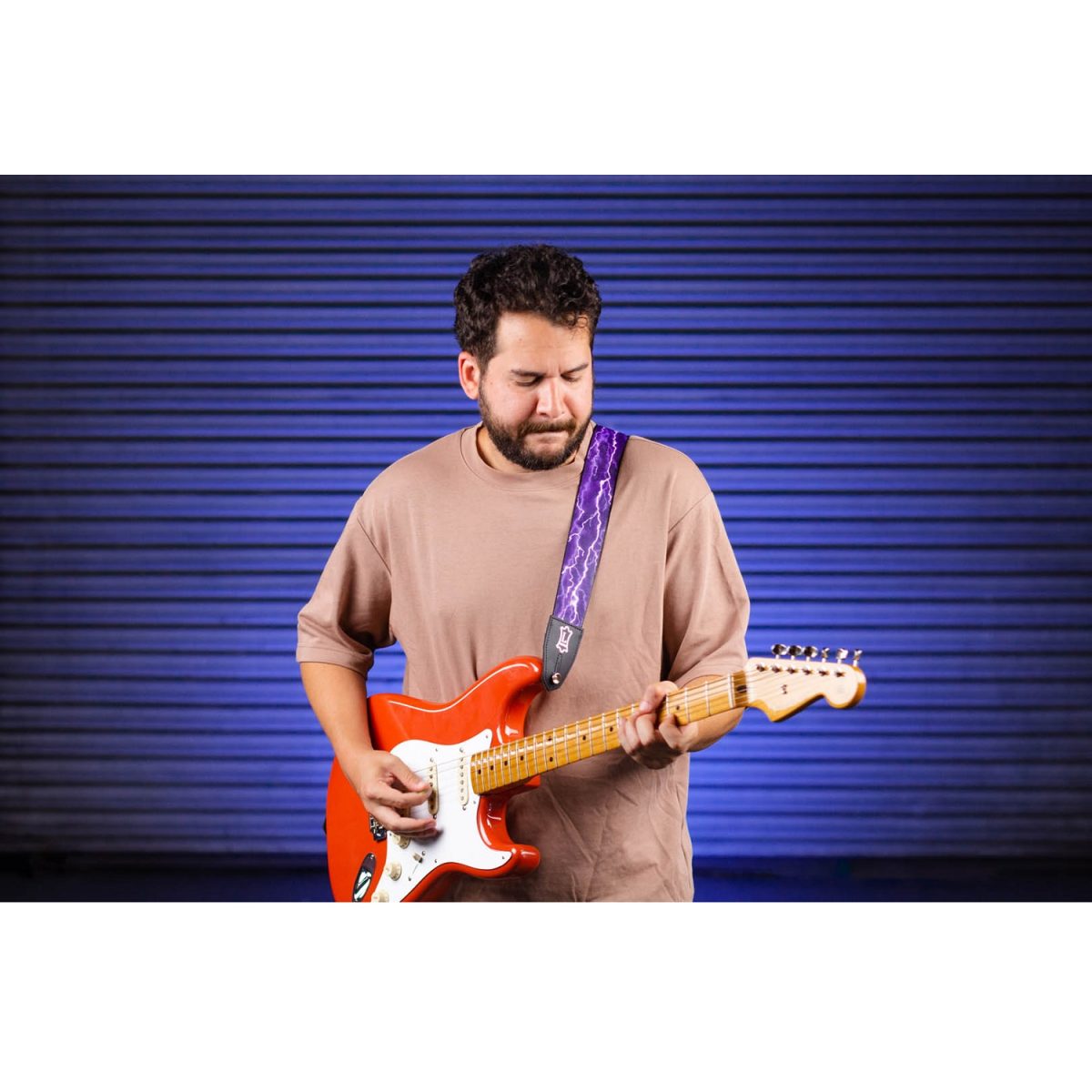 Levy's - MPRH-18 Right Height Sublimation Strap with Lightning Motif With Guitar