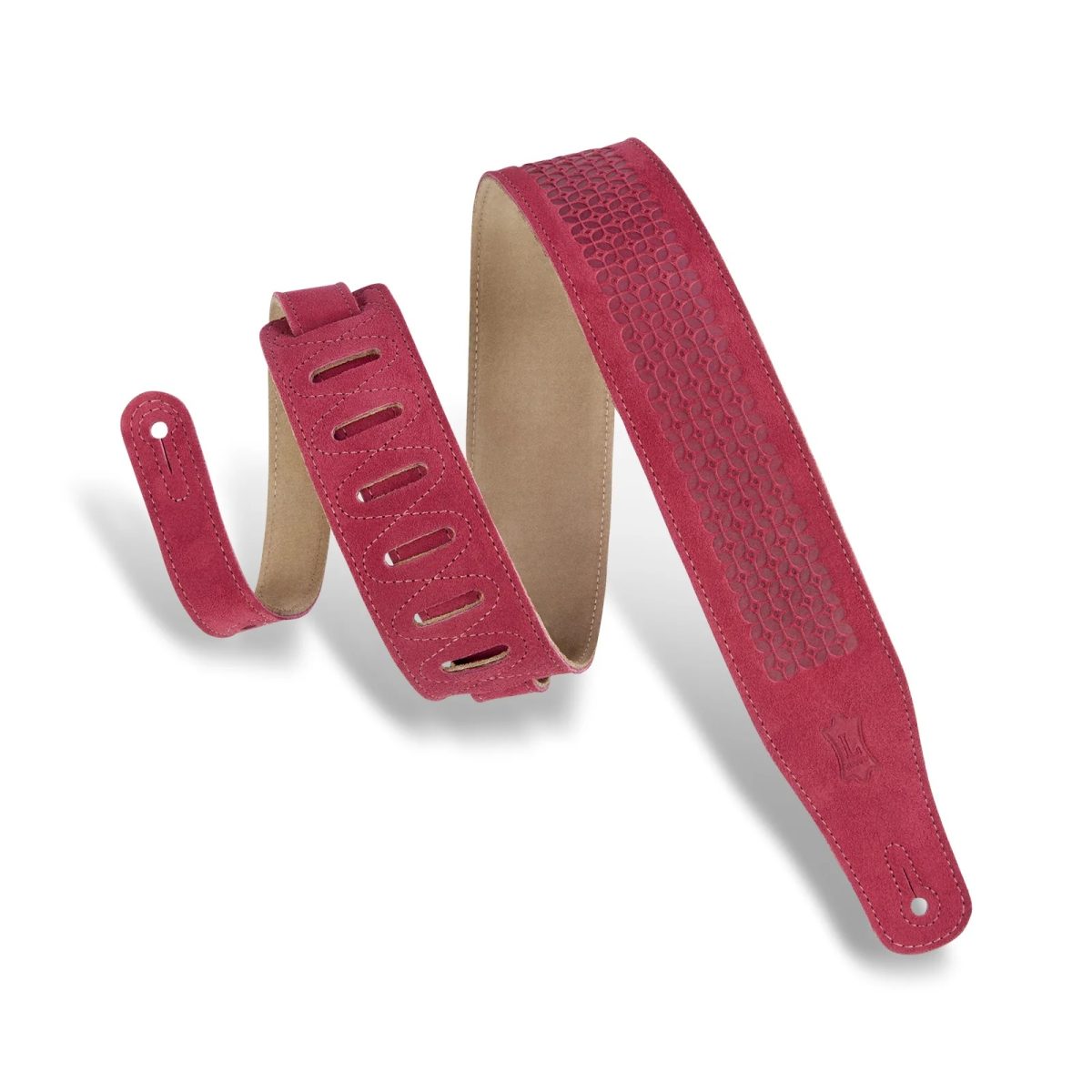 Levy's - Burgundy Floret Emboss Suede Leather Guitar Strap #MS26SQ-BRG