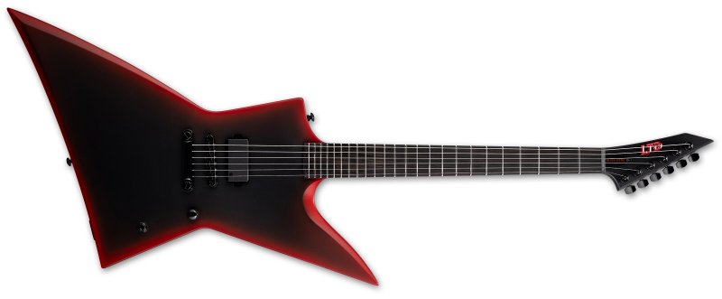ESP - EXL Baritone Black Metal Electric Guitar, Black Red Burst Satin #LEXLBKMIIBLKREDBS