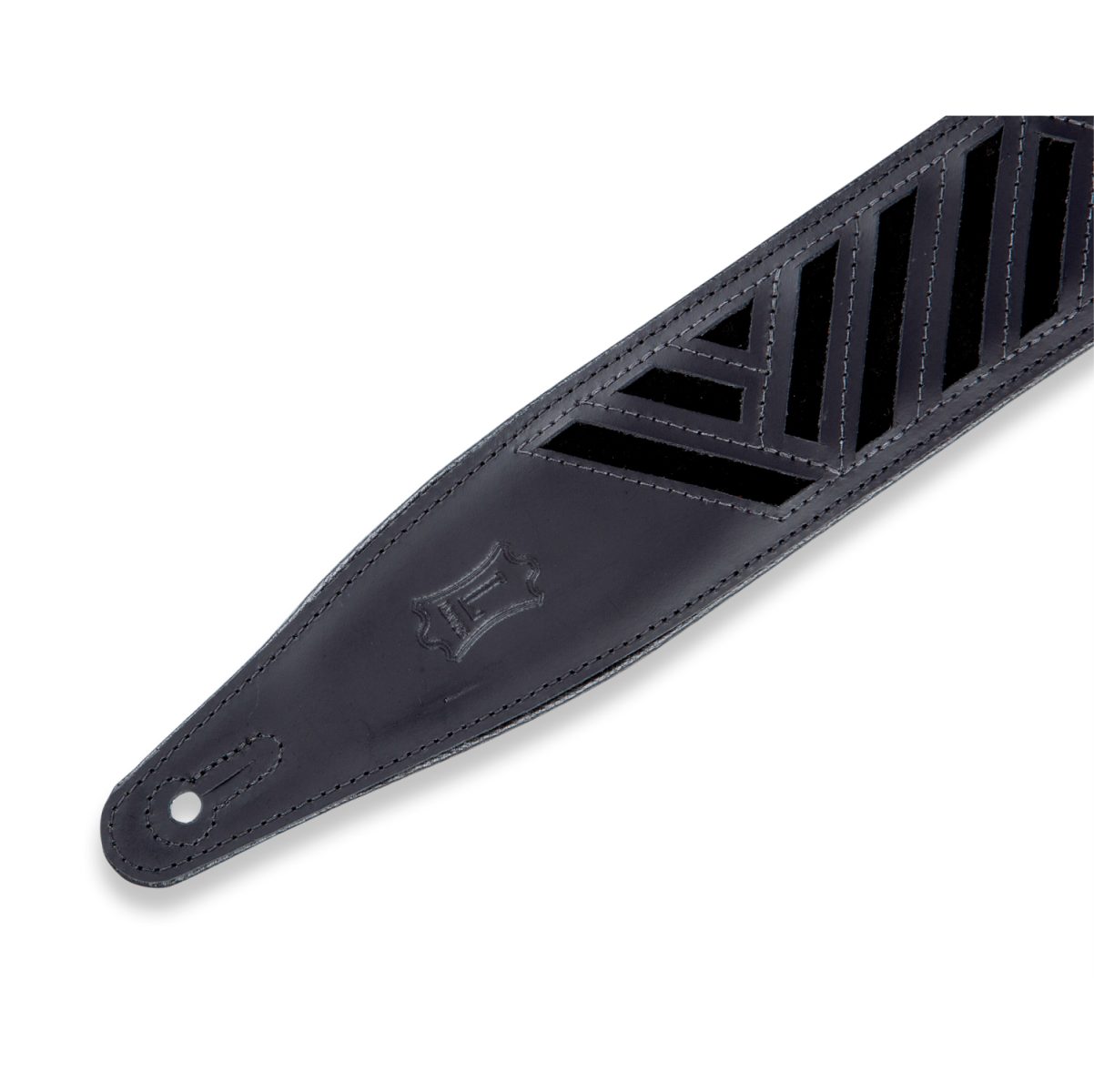 Levy's Deluxe Series Diamond Cut Out Guitar Strap – Black - MC317DCOBLK-front3