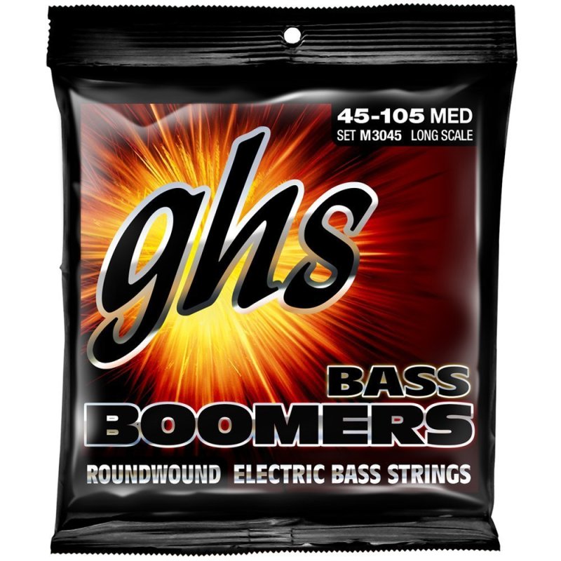 GHS - 4-String Bass Boomers, Nickel-Plated Electric Bass Strings, Medium (45-105) #M3045B