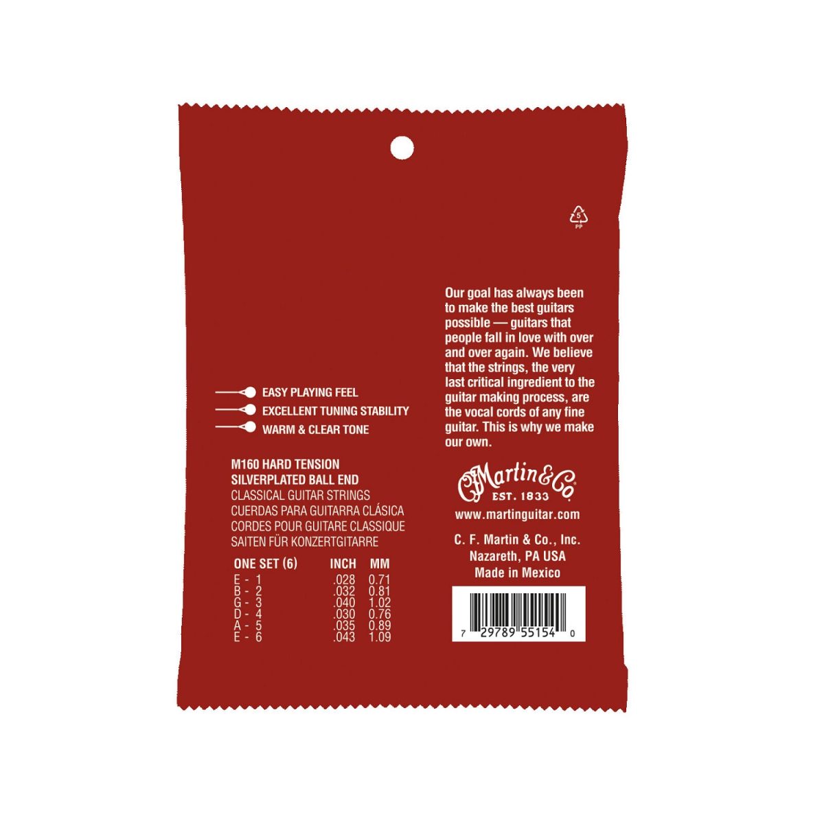 Martin - Classical Nylon Guitar Strings - Normal Tension Back