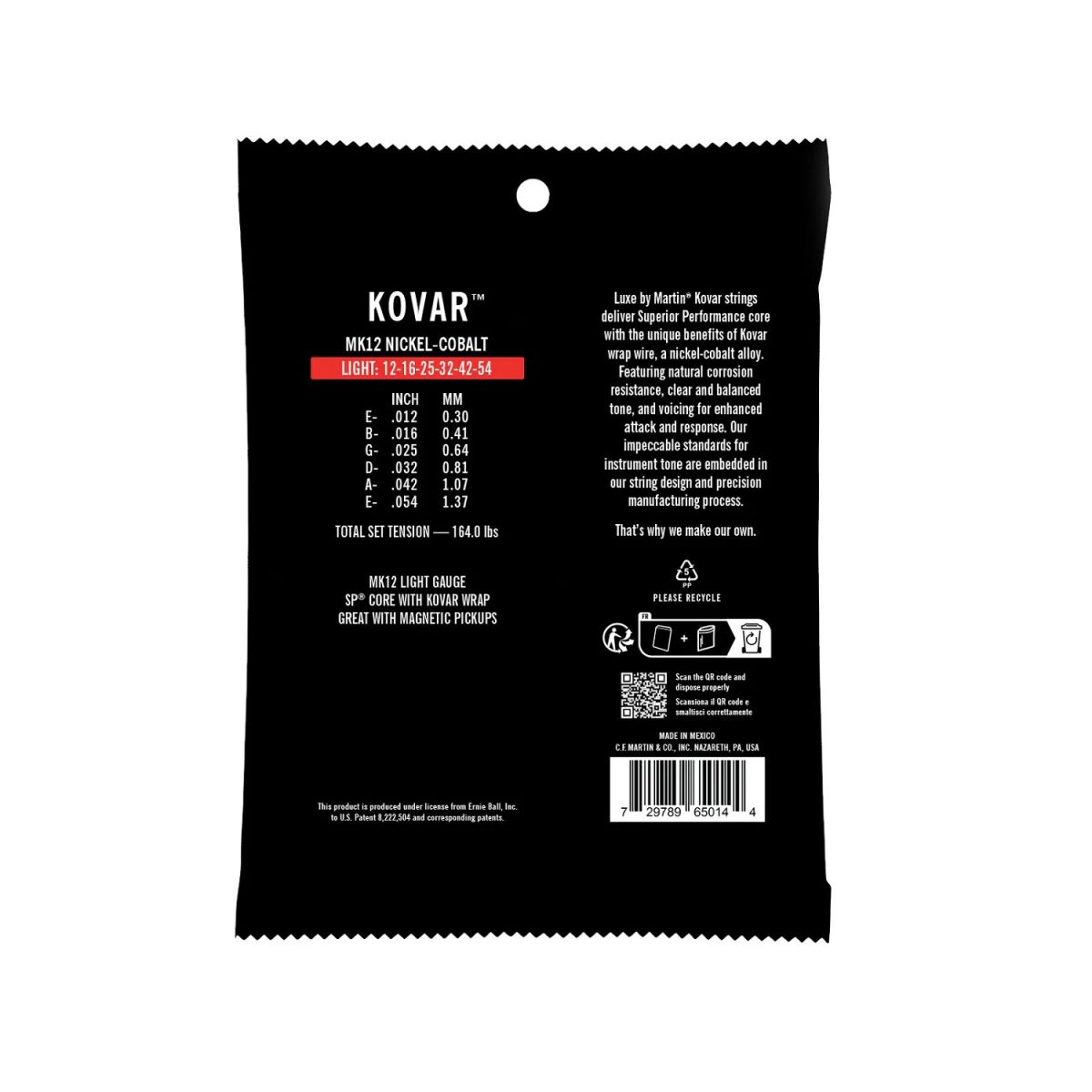Martin - MK12 Luxe Kovar 12-54 Light Acoustic Strings Back