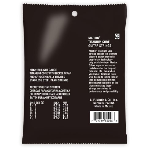 Martin MTCN160 Titanium Core acoustic guitar strings back