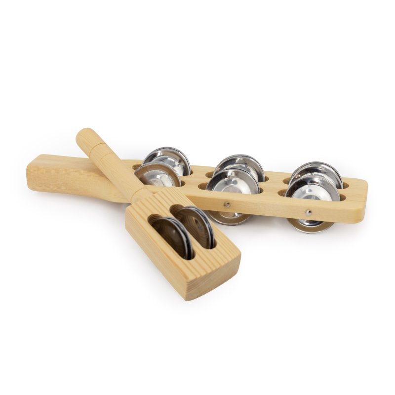 Mano Percussion - Wooden Jingle Stick 6 Jingles, Natural #MK-WJS6-N