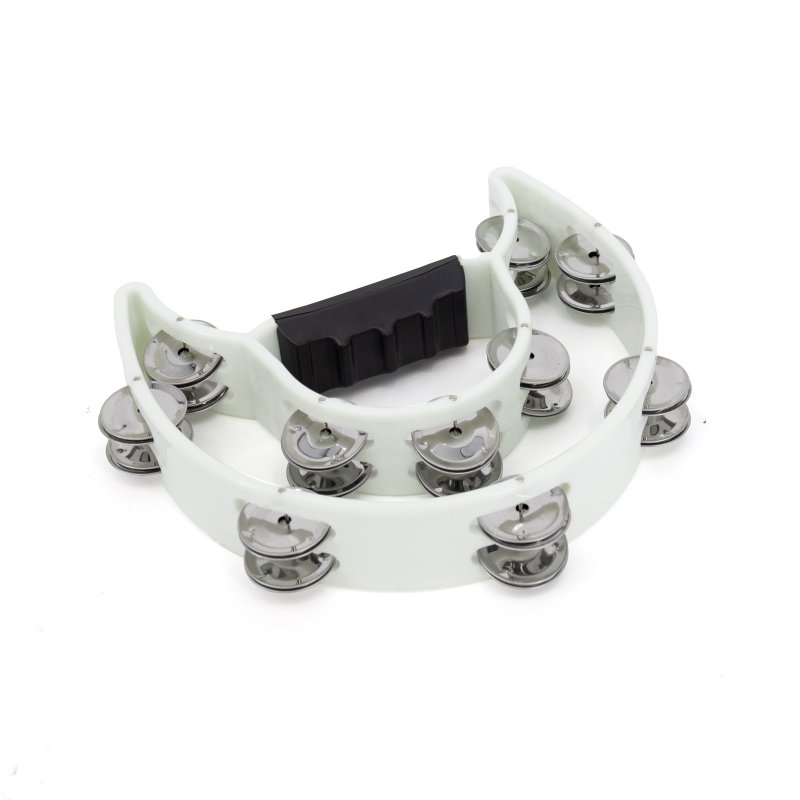 Mano Percussion - White Double Cutaway Tambourine #MP-TDC-WH