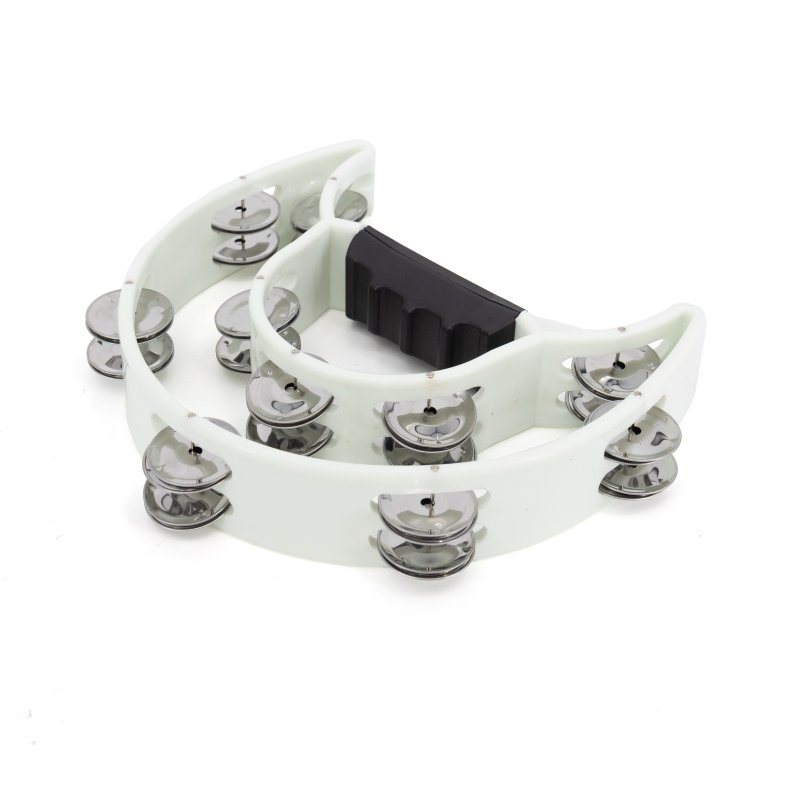 Mano Percussion - White Double Cutaway Tambourine #MP-TDC-WH