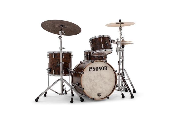 Sonor - MOMENTUM Shell Set: BD 20" x 15.75" (no Mount), TT 12" x 8.5", FT 14" x 13.75", Beech, California Burl #MTB-320-SHELLS-NM-CBU