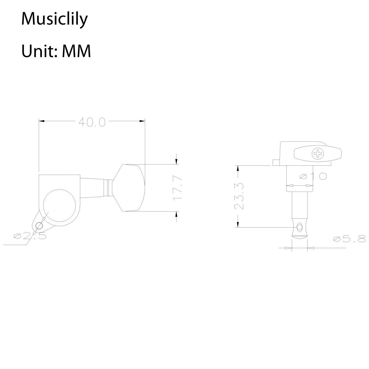Musiclily - 6-in-line Guitar Sealed Machine Head Set - Chrome Right Hand #M174-6