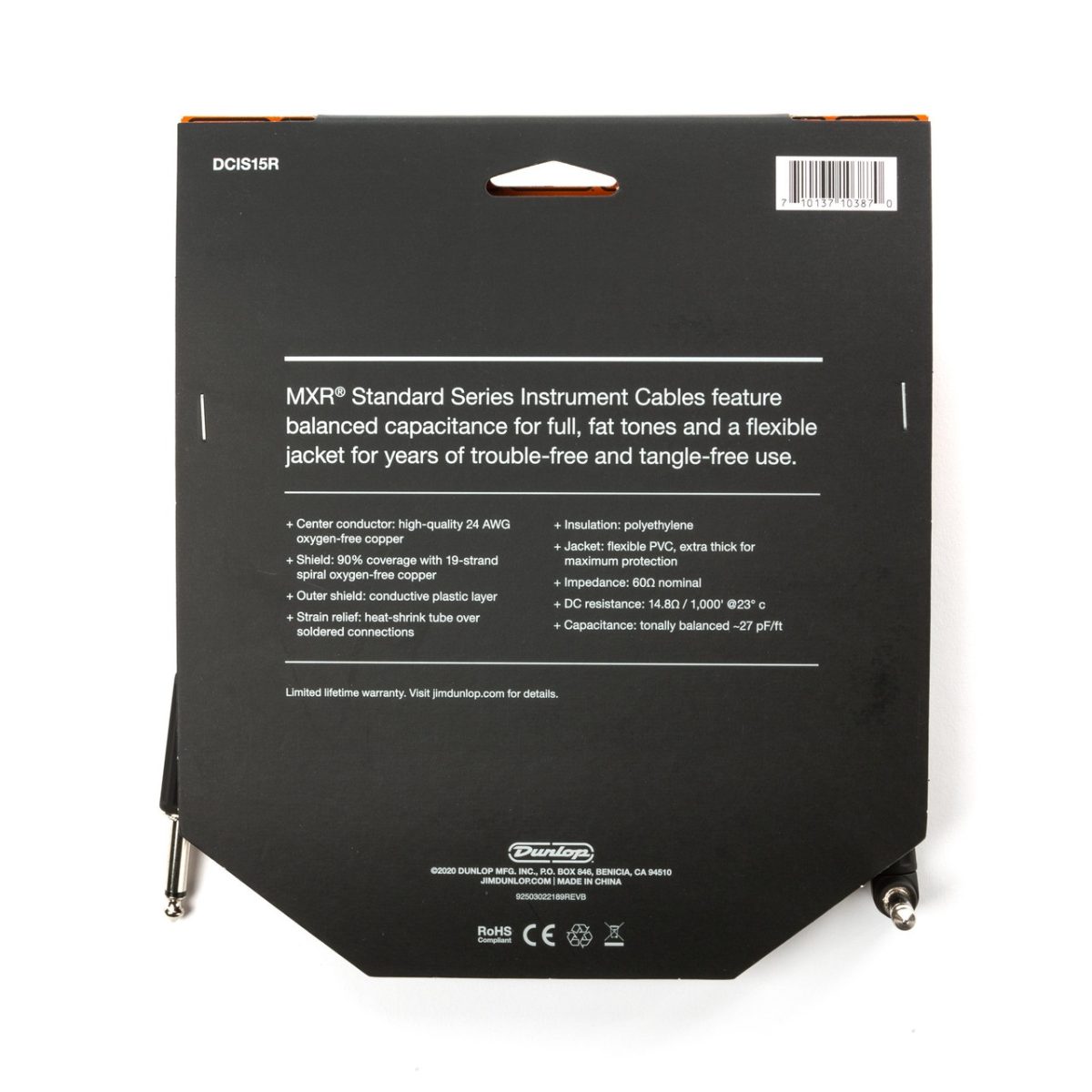 MXR - 15′ Angled Standard Instrument Cable #DCIS15R