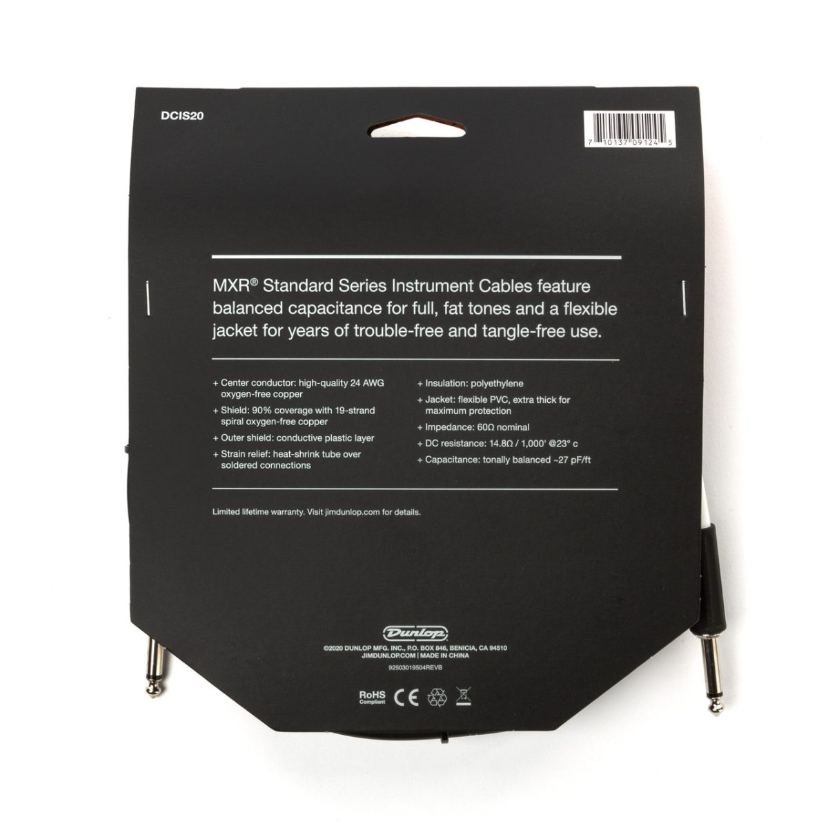 MXR – 20′ Straight Standard Instrument Cable #DCIS20