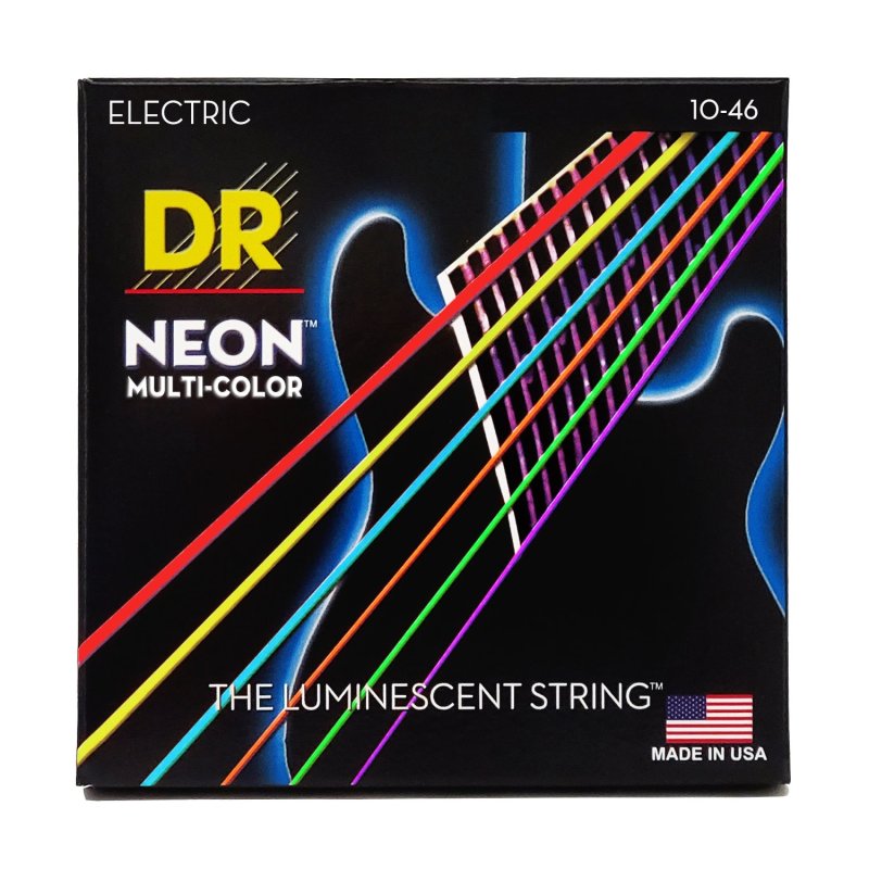 DR - Neon Multi-color Coated Electric Guitar Strings, Medium (10-46) #NMCE-10