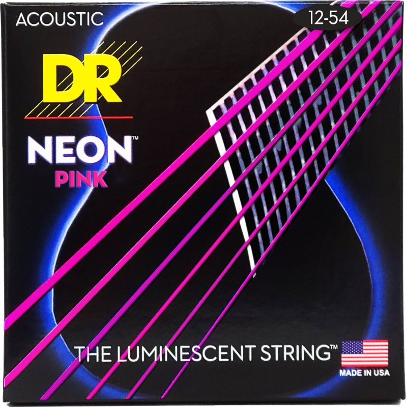 DR - Neon Pink Coated Acoustic Guitar Strings, Light (12-54) #NPA-12