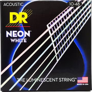 DR - Neon White Coated Acoustic Guitar Strings, Custom Light (10-48) #NWA-10