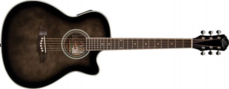 Oscar Schmidt - Transparent Black Auditorium Acoustic Electric Guitar #OACEFTB-A