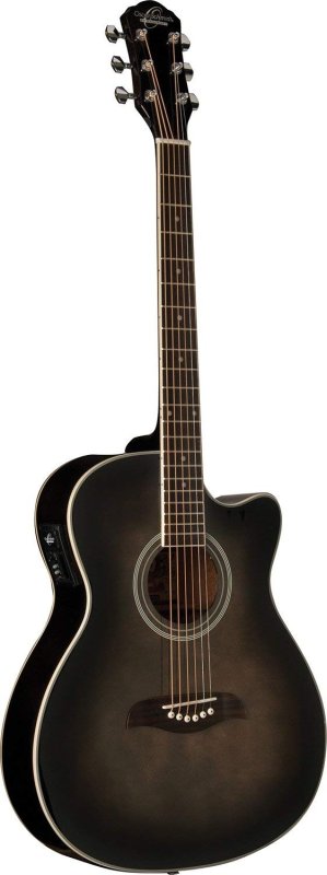 Oscar Schmidt - Transparent Black Auditorium Acoustic Electric Guitar #OACEFTB-A