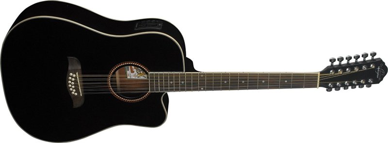 Oscar Schmidt - 12-String Acoustic Electric Guitar, Black #OD312CEB-A