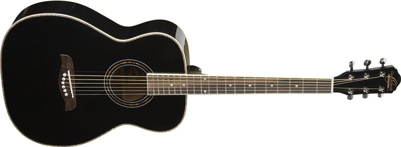 Oscar Schmidt - Folk Style Acoustic Guitar, Select Spruce Top, Black #OF2B-A