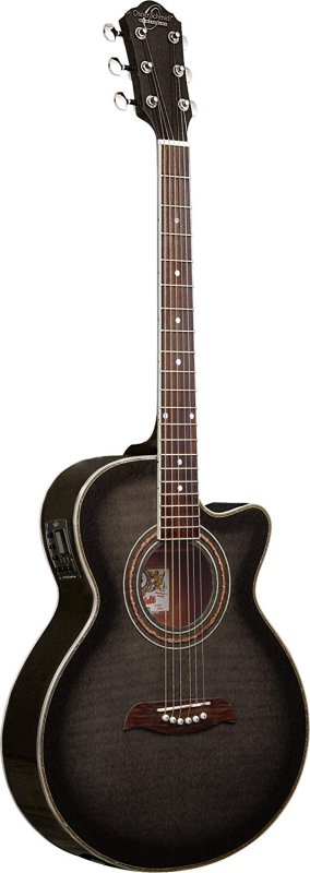 Oscar Schmidt - Acoustic-Electric Guitar, Flame Trans Black #OG10CEFTB-A