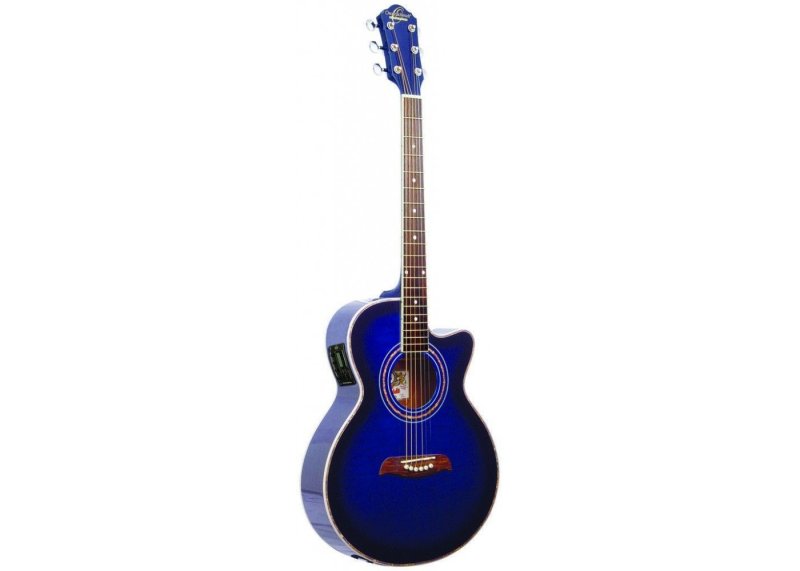 Oscar Schmidt - Flame Trans Blue Electric Acoustic Guitar #OG10CEFTBL-A