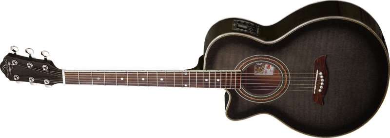 Oscar Schmidt - Left-Handed Acoustic Electric Guitar, Trans Black #OG10CEFTBLH-A