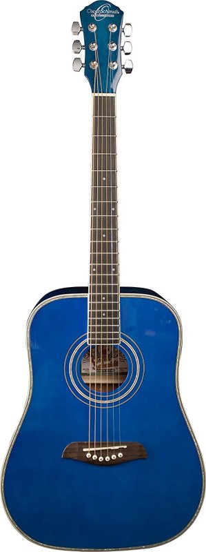 Oscar Schmidt - 3/4 Size Dreadnought Acoustic Guitar, Transparent Blue High Gloss #OG1TBL-A
