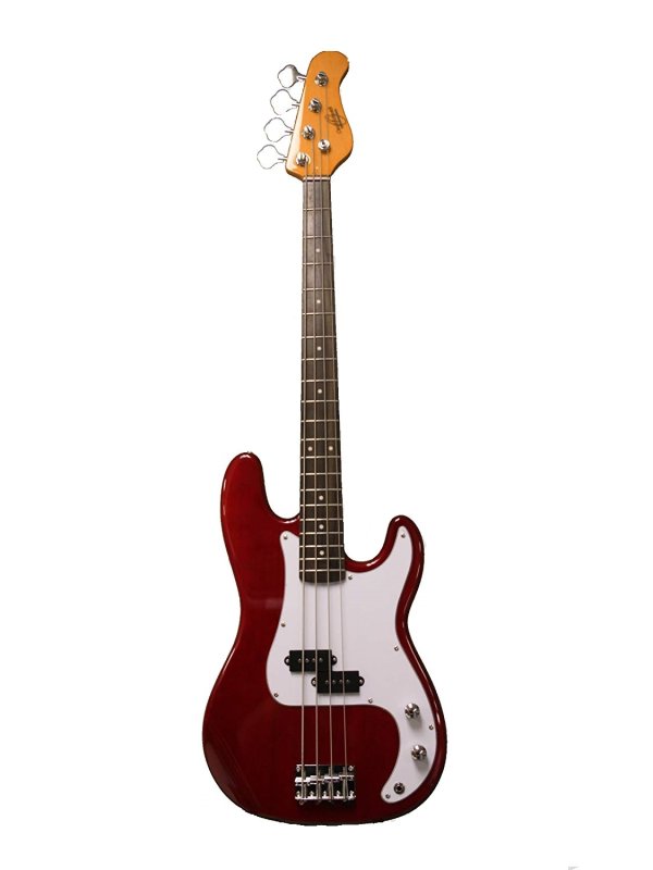 Oscar Schmidt - 4-String P-Style Electric Bass. Trans Red, Transparent Red #OSB-400C-TR-A