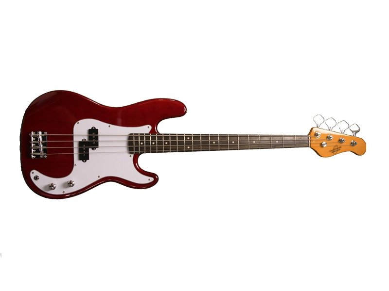 Oscar Schmidt - 4-String P-Style Electric Bass. Trans Red, Transparent Red #OSB-400C-TR-A