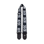 Perri’s Leathers Ltd – 2” AC/DC Polyester Guitar Strap – White Logos – LPCP-1034