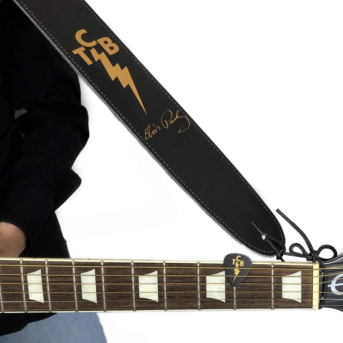 Perri’s Leathers Ltd – 2.5″ Guitar Strap - TCB Official Licensing Elvis - P25EPV8198 TCB